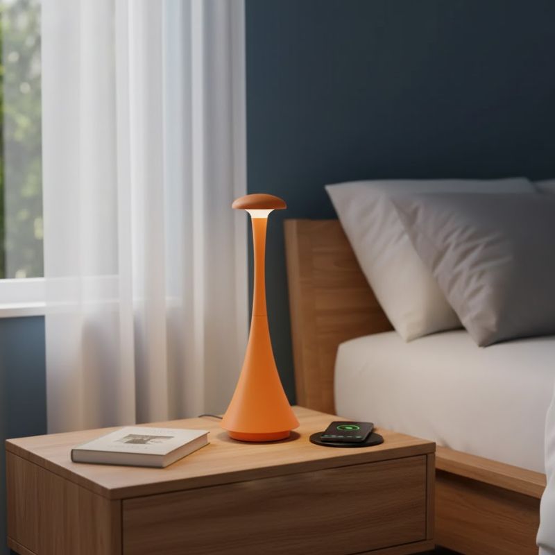 Lampe Champignon Orange Fine Et Élégante, Lampe Champignon Elégante