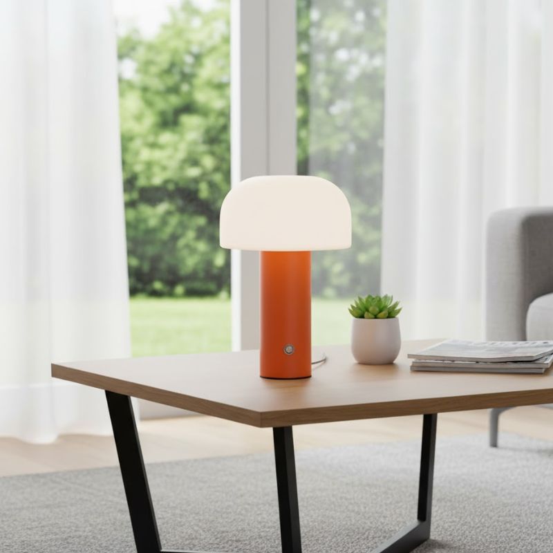 Lampe Champignon Orange Rechargeable Avec Interrupteur Tactile, Lampe Champignon Orange