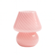 Lampe Champignon Rose En Verre Strié Élégante