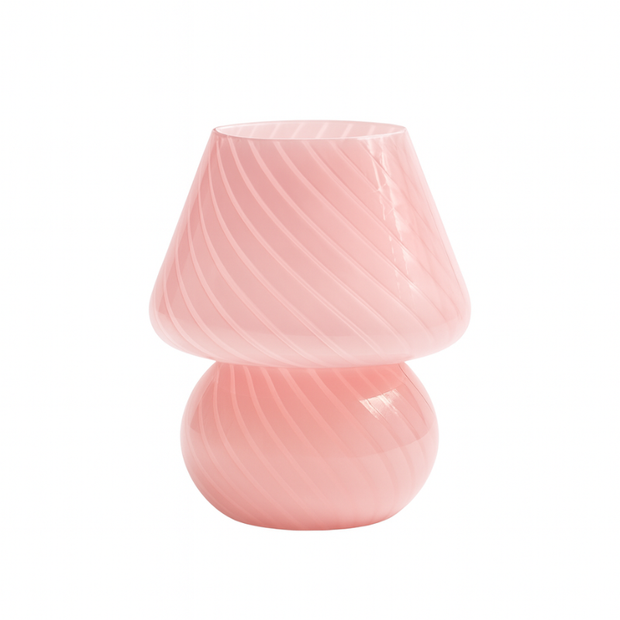 Lampe Champignon Rose En Verre Strié Élégante