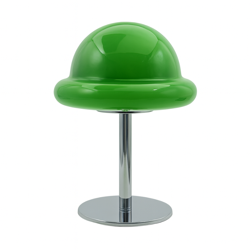 Lampe Champignon Verte Avec Pied Chromé Design Moderne