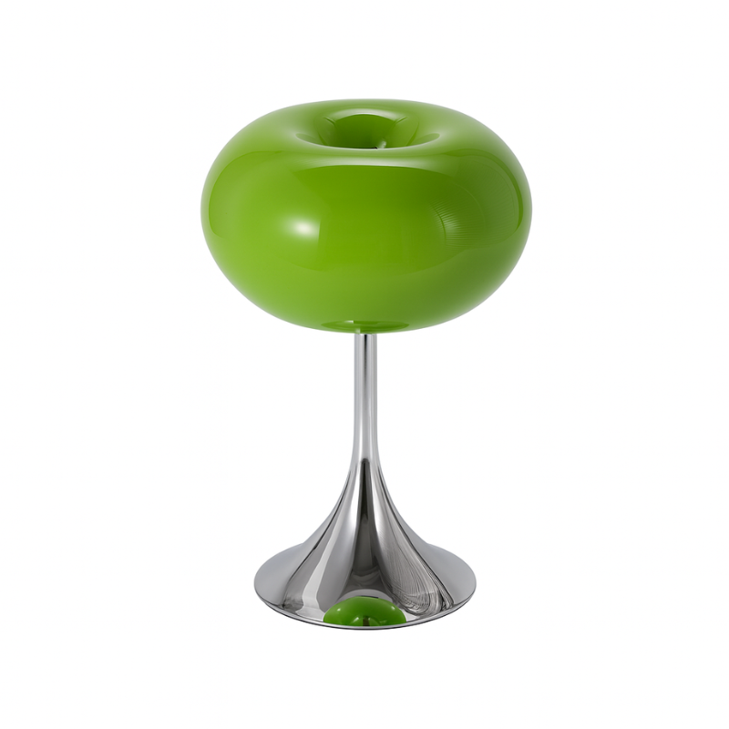 Lampe Champignon Verte Style Vintage Avec Base Métallique