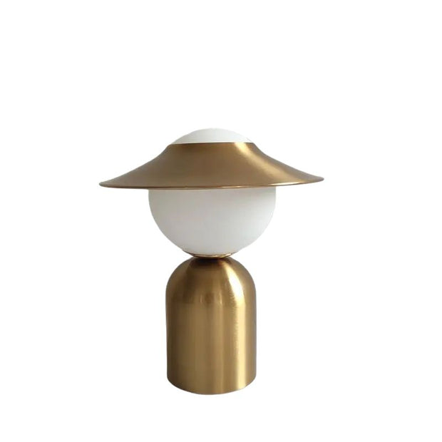 Lampe De Table En Verre Sphérique Avec Chapeau Métal, Lampe De Table En Verre