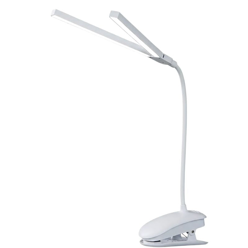 Lampe De Table LED Double Tête À Pinc, Lampe De Table Blanche