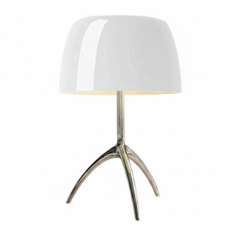 Lampe À Poser Champignon Blanche Avec Pied Chromé Original