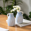 Mini Vase à Fleurs à Rayures Bleues