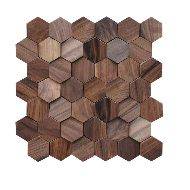 Panneau Mural Bois Hexagonal Avec Design 3D, Panneau Mural Bois Hexagonal 