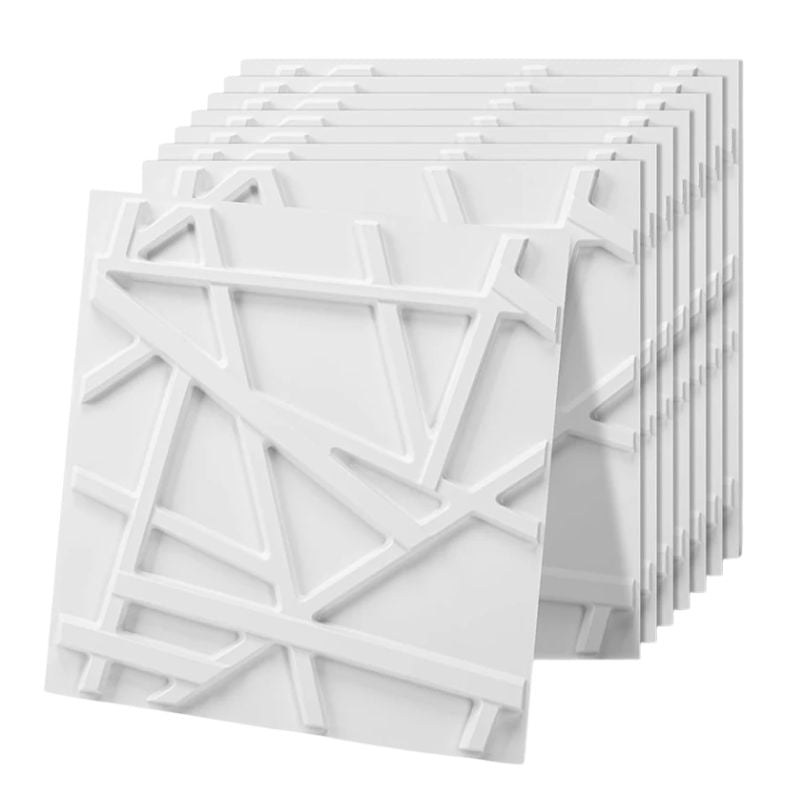 Panneau Mural Décoratif 3D Avec Relief Géométrique, Panneau Mural Décoratif Blanc