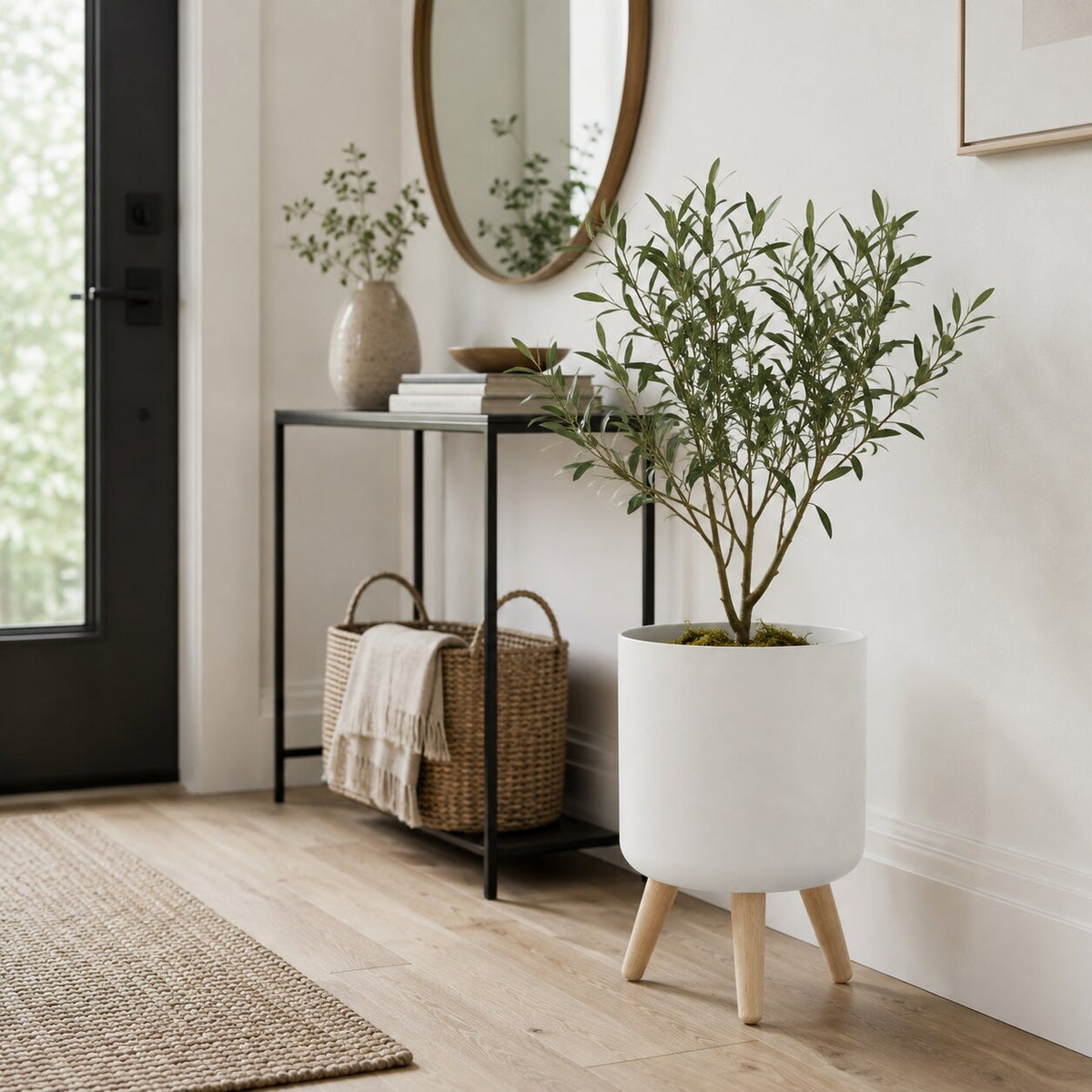 Pot de Fleurs Rond sur Pied pour Plantes