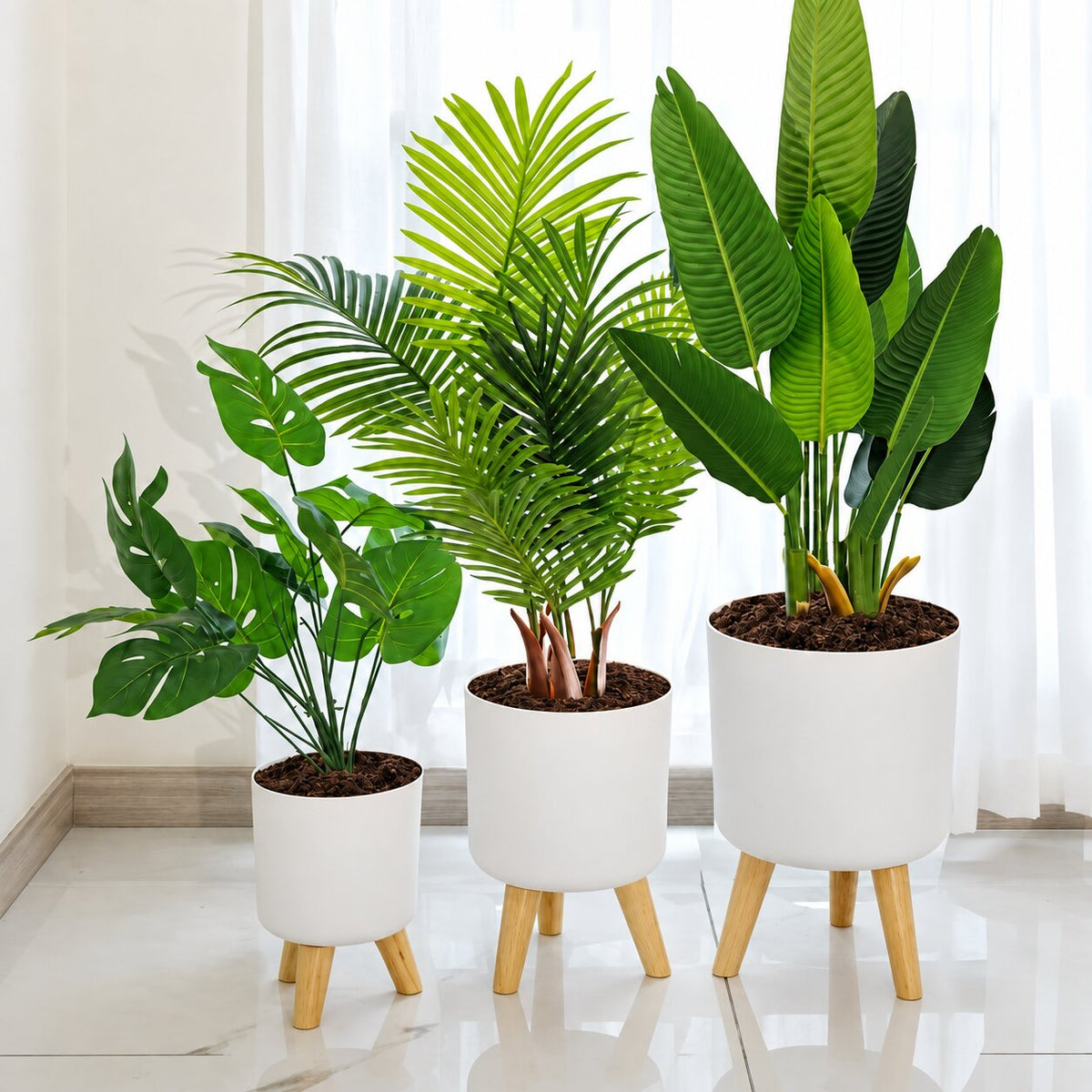 Pot de Fleurs Rond sur Pied pour Plantes
