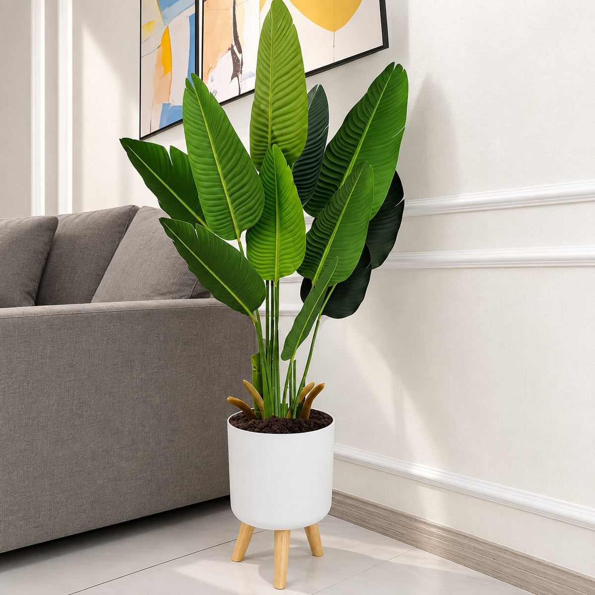 Pot de Fleurs Rond sur Pied pour Plantes