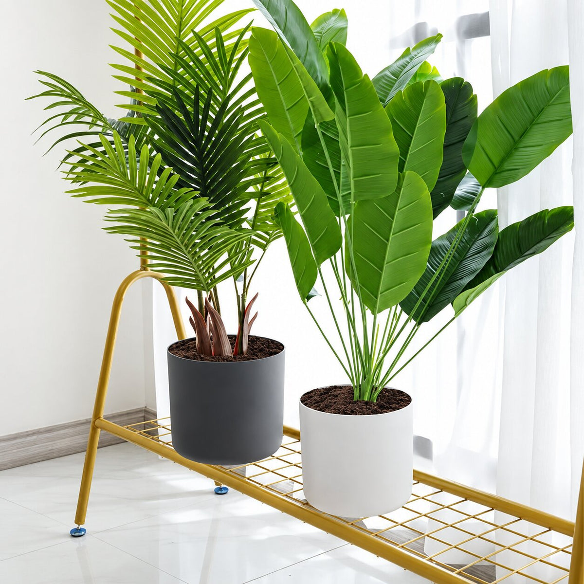 Pot de Fleurs Rond sur Pied pour Plantes