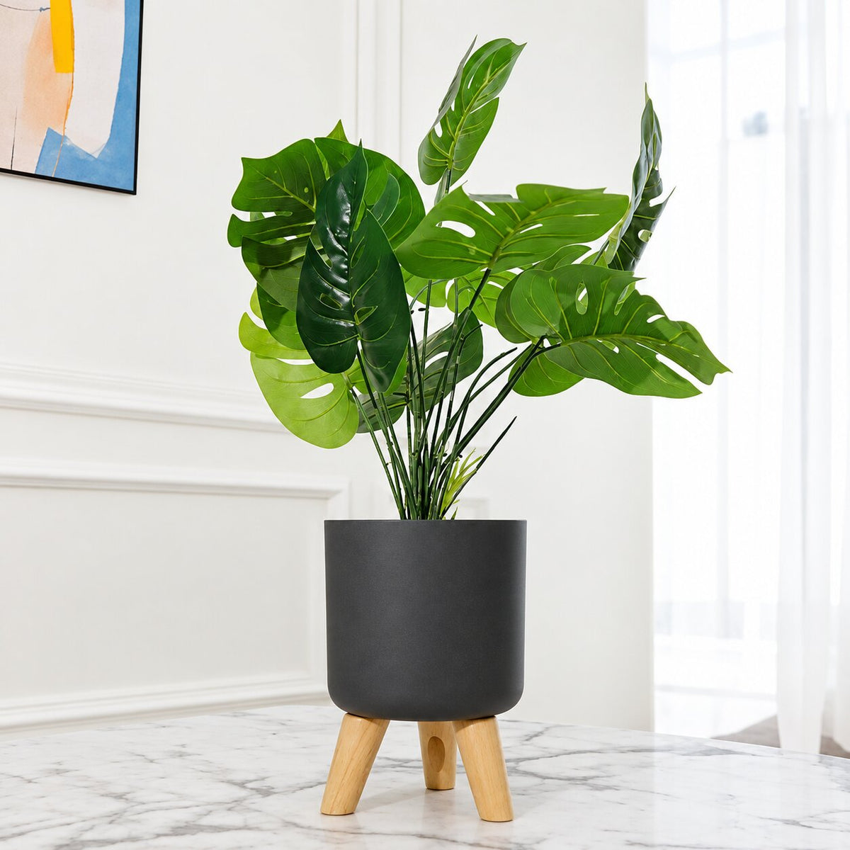 Pot de Fleurs Rond sur Pied pour Plantes