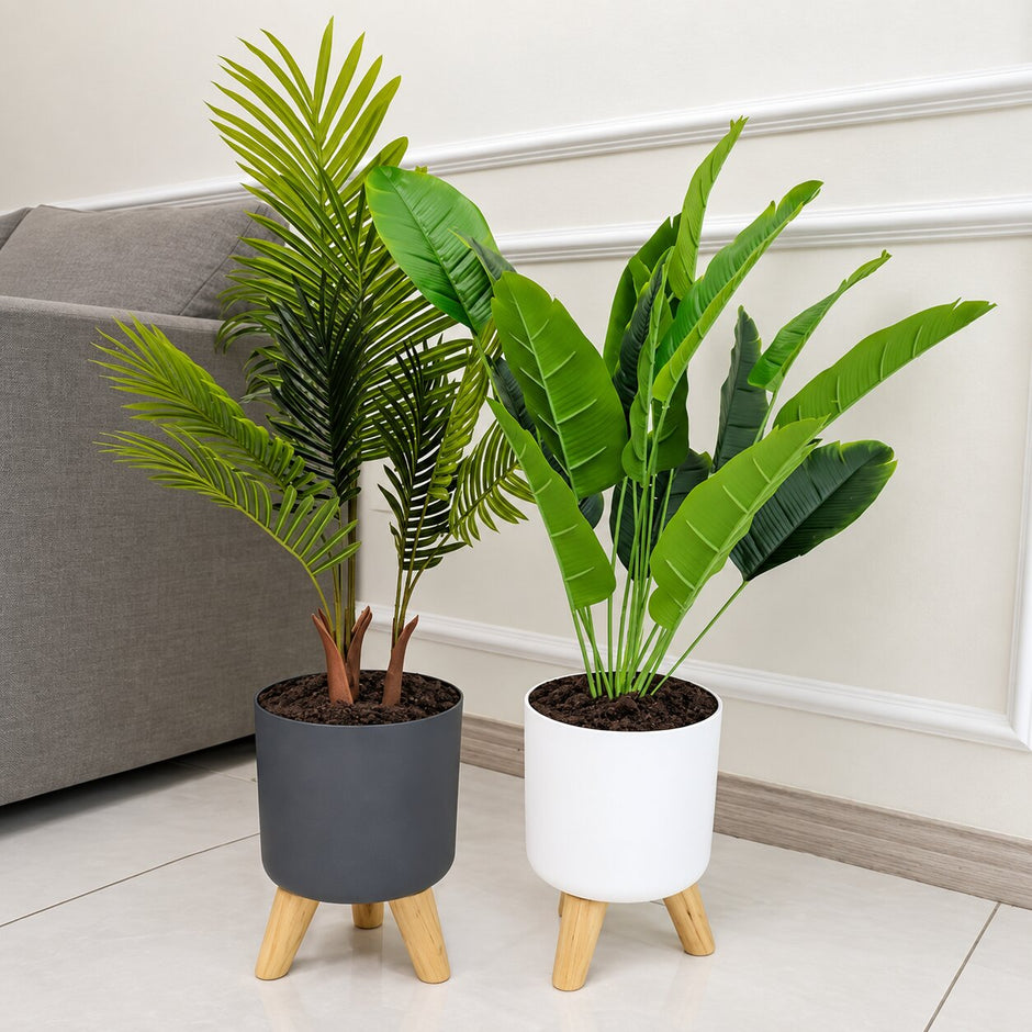 Pot de Fleurs Rond sur Pied pour Plantes