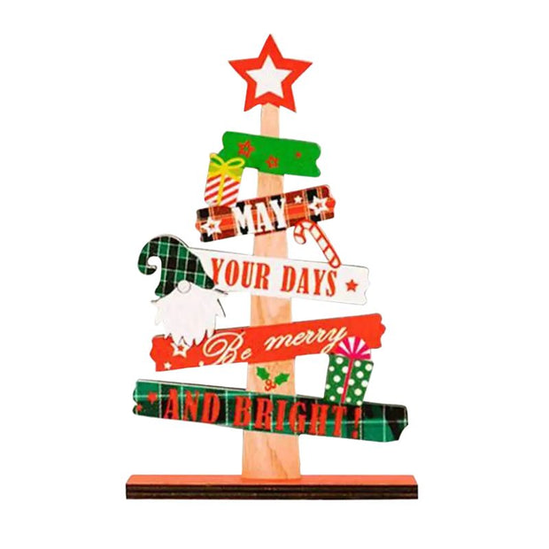 Sapin En Bois Décoratif Avec Texte Joyeux