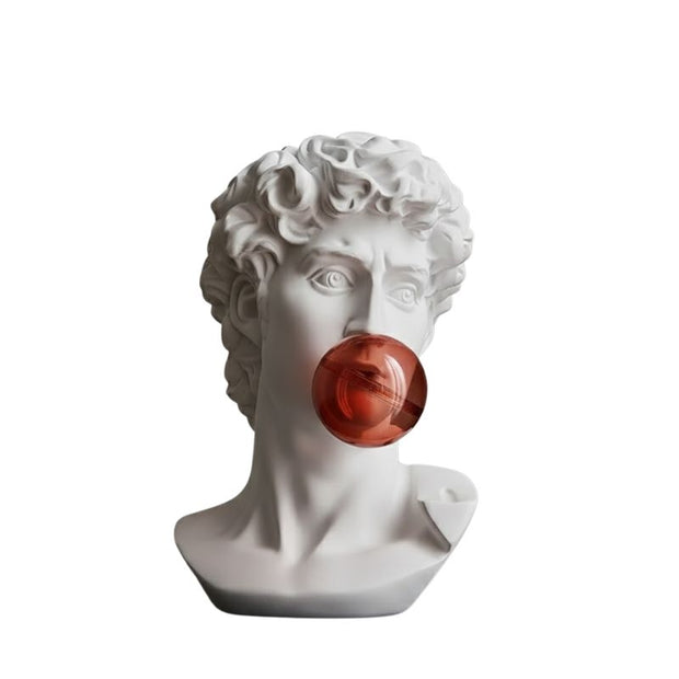 Sculpture David Moderne Avec Sphère Rouge Artistique, Sculpture David