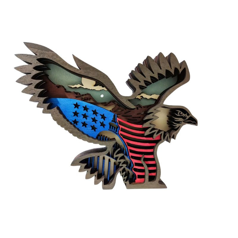 Sculpture En Bois Aigle En Décoration Murale Avec Effet Multicouche, Sculpture En Bois 