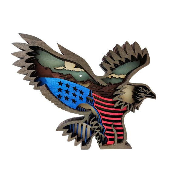 Sculpture En Bois Aigle En Décoration Murale Avec Effet Multicouche, Sculpture En Bois 