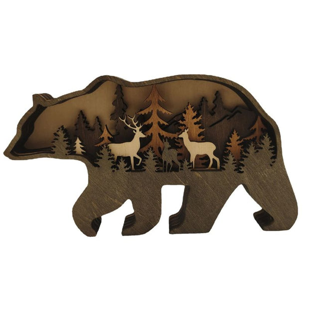 Sculpture En Bois Ours En Relief Artistique, Sculpture En Bois 