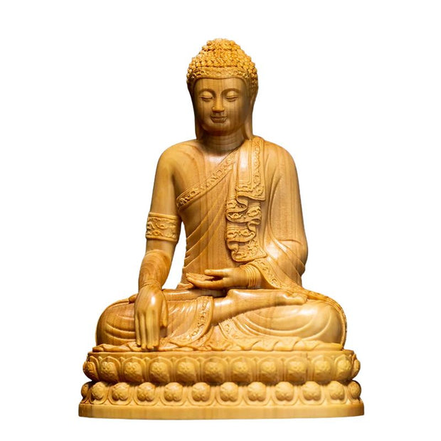 Sculpture En Bois Statue Bouddha Assis, Sculpture En Bois