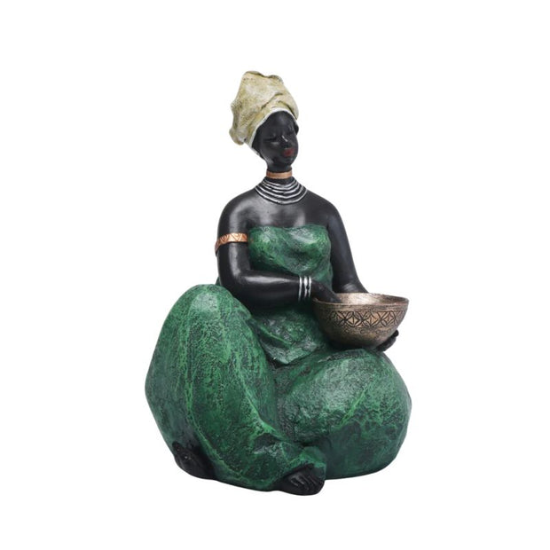Sculpture Femme Assise En Décoration Ethnique, Sculpture Femme 