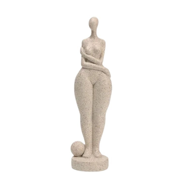 Sculpture Femme Minimaliste En Art Contemporain Avec Texture Minérale, Sculpture Femme