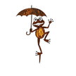 Sculpture Métal Grenouille Avec Parapluie Décorative, Sculpture Métal 