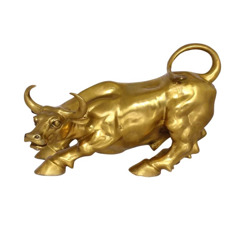 Sculpture Métal Taureau Doré Décoratif