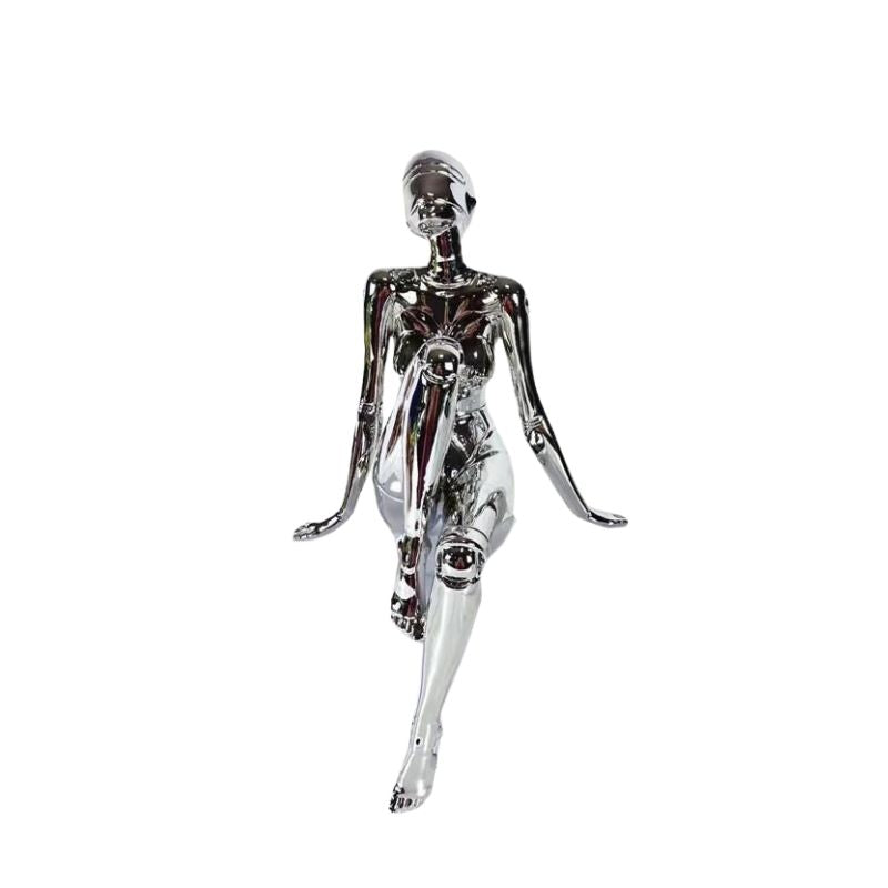 Sculpture Moderne Femme Chrome Design Contemporain