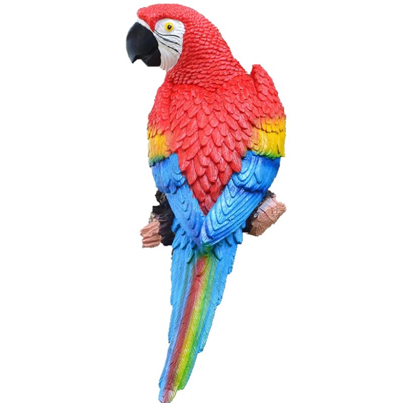 Sculpture Perroquet Coloré En Résine, Sculpture Perroquet