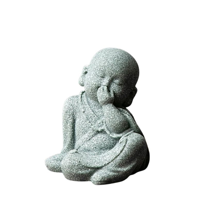 Sculpture Pierre Moine Assis Avec Geste Contemplatif