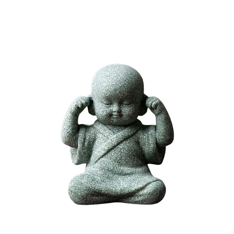 Sculpture Pierre Moine Zen Avec Expression Sereine