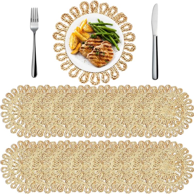 Set De Table Bambou Rond Style Bohème Lot de 4 Pièces