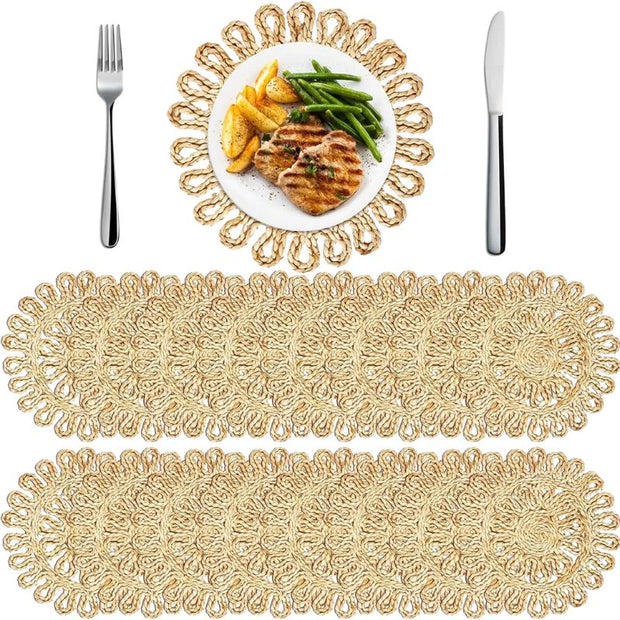 Set De Table Bambou Rond Style Bohème Lot de 4 Pièces