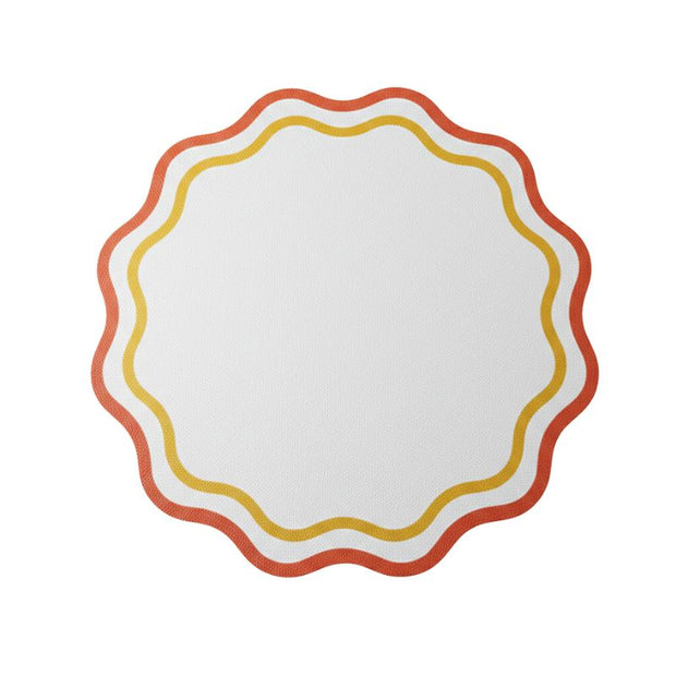 Set De Table Cuir Design Fleur Bord Ondulé, Set De Table Cuir 