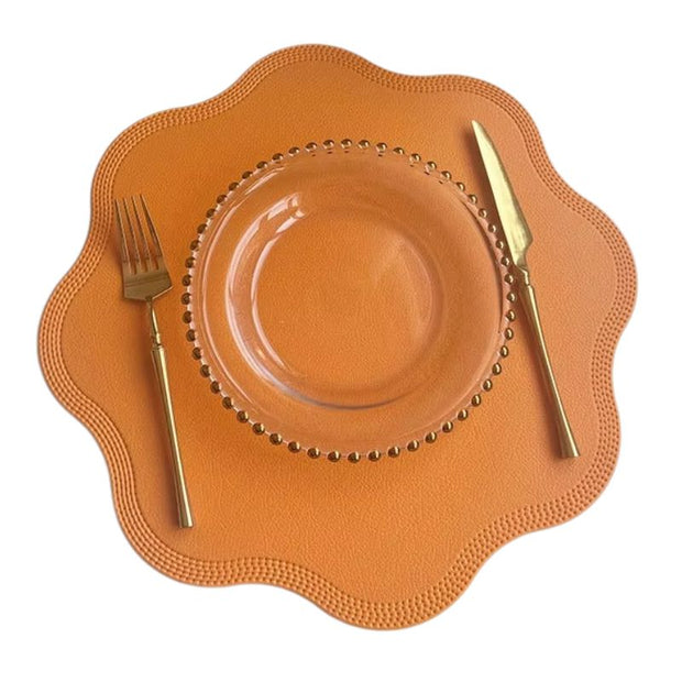 Set De Table Cuir En Forme De Fleur Antidérapant Et Lavable