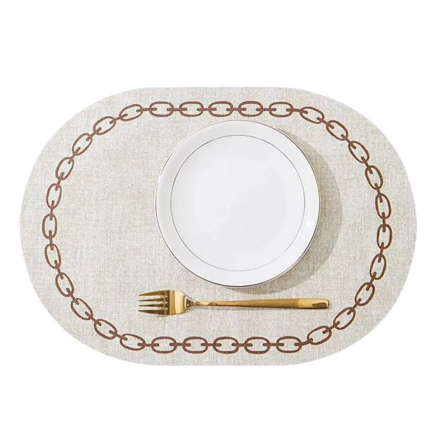 Set De Table Cuir Forme Ovale Lavable Avec Motif Chaîne