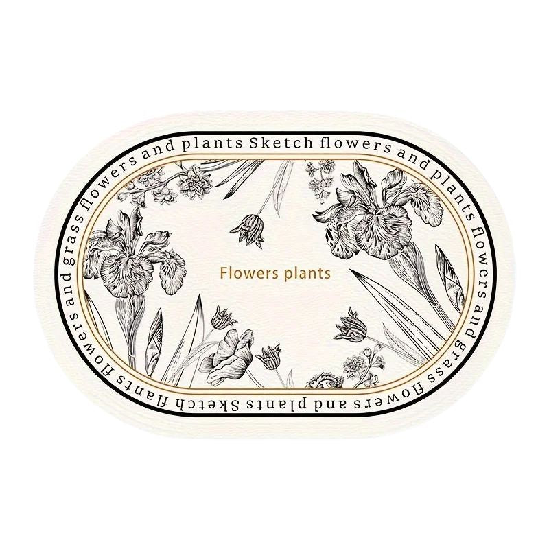 Set De Table Cuir Ovale Motif Floral Élégant, Set De Table Cuir 