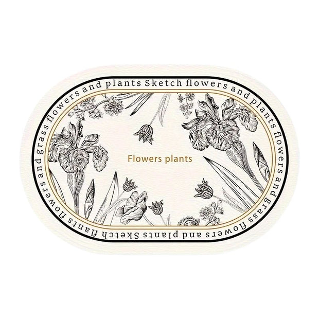 Set De Table Cuir Ovale Motif Floral Élégant, Set De Table Cuir 