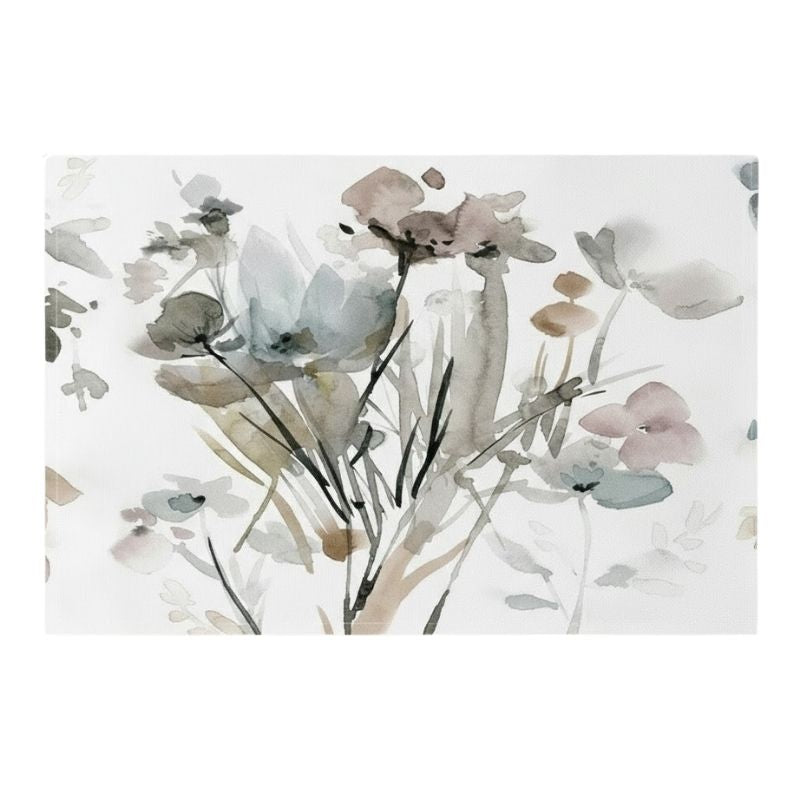 Set De Table En Lin Motif Floral Aquarelle Élégant, Set De Table En Lin 