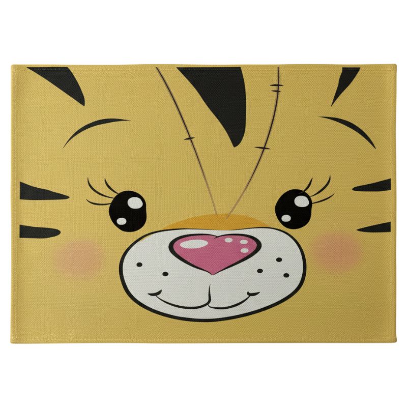 Set De Table En Lin Naturel Imprimé Tigre