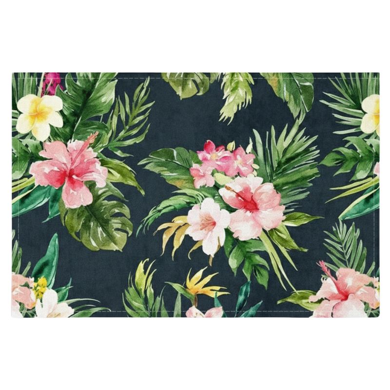 Set De Table En Lin Style Tropical Chic Fleurs Exotiques, Set De Table En Lin 