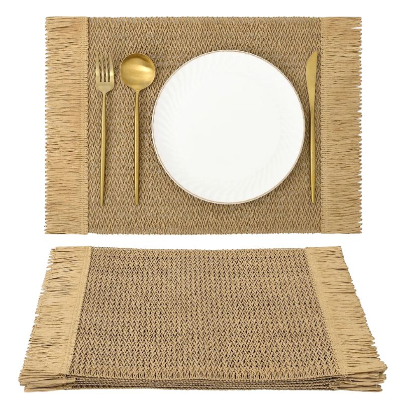 Set De Table En Papier Rectangulaire Rustique 4 Pièces