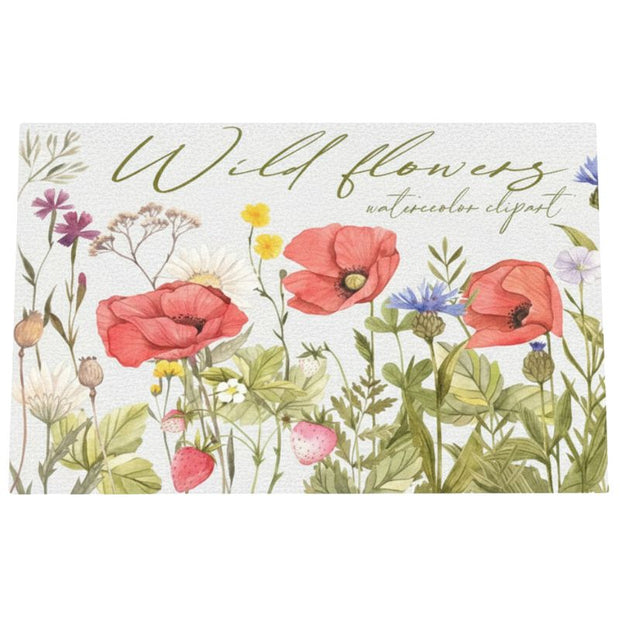 Set De Table Lavable Fleurs Sauvages Aquarelle Élégant Et Coloré 4 Pièces