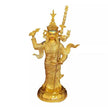 Statuette En Ivoire Divinité Protectrice Dorée Avec Sceptre Sacré
