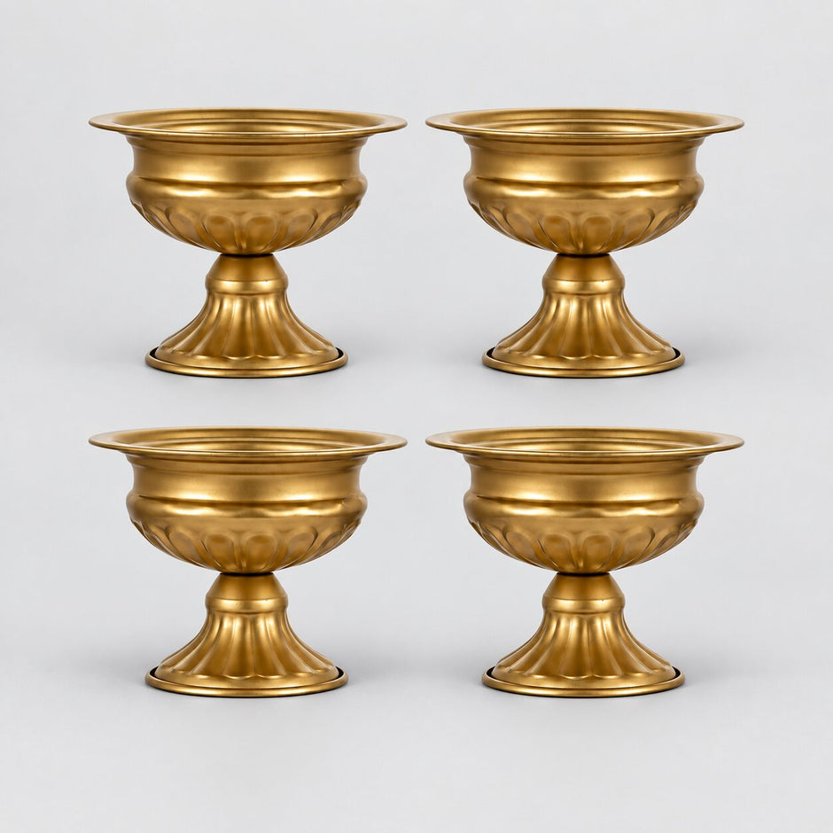 Vase de Style Ancien en Métal Doré pour Centre de Table Lot de 4 Pièces