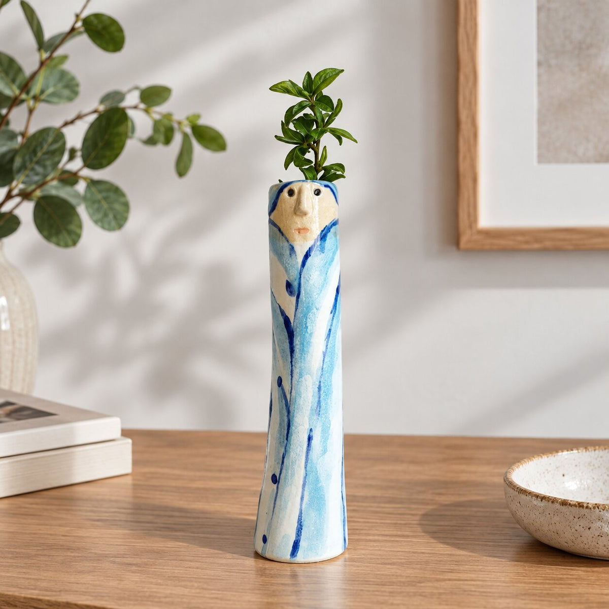 Vase Art Style Bohémien avec Motif Visage