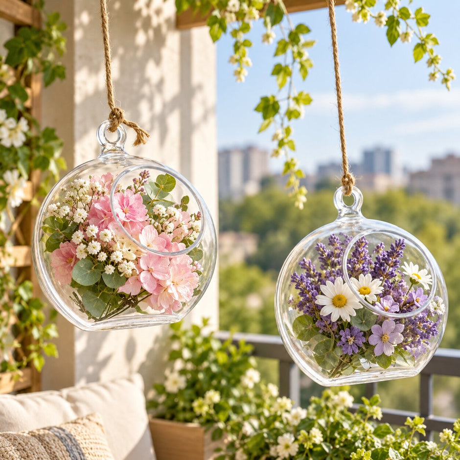 Vase Boule Transparent en Verre pour Plantes