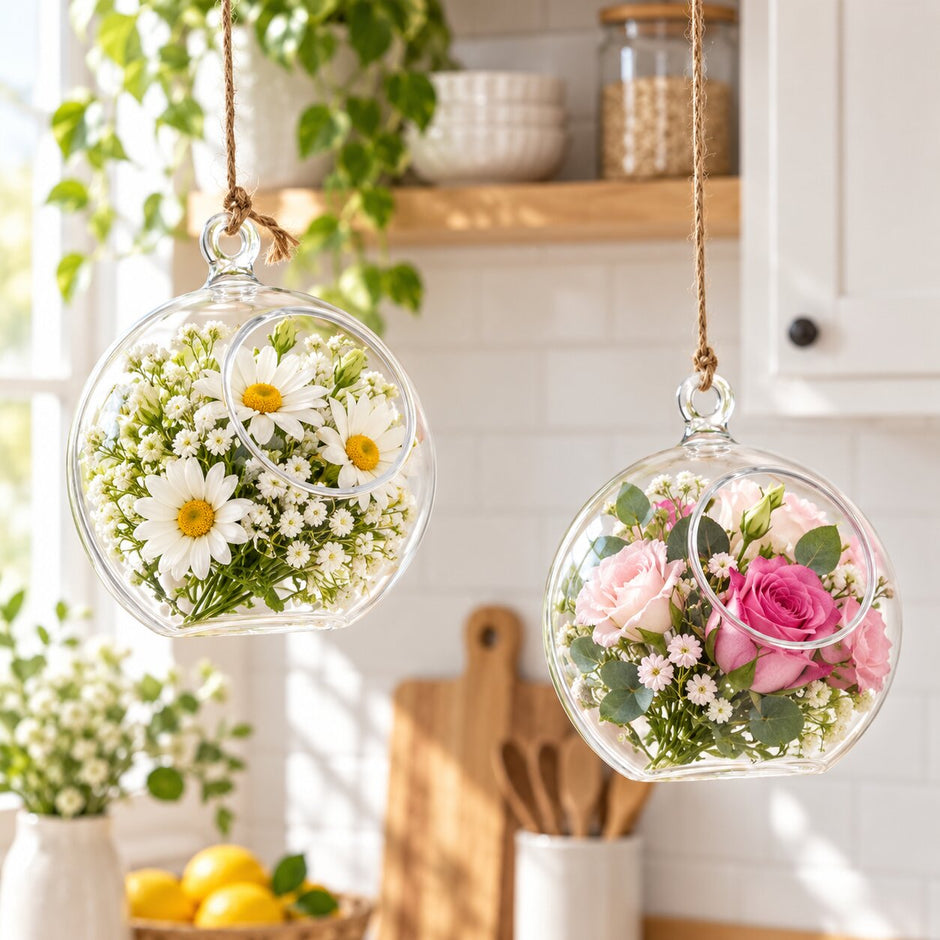 Vase Boule Transparent en Verre pour Plantes