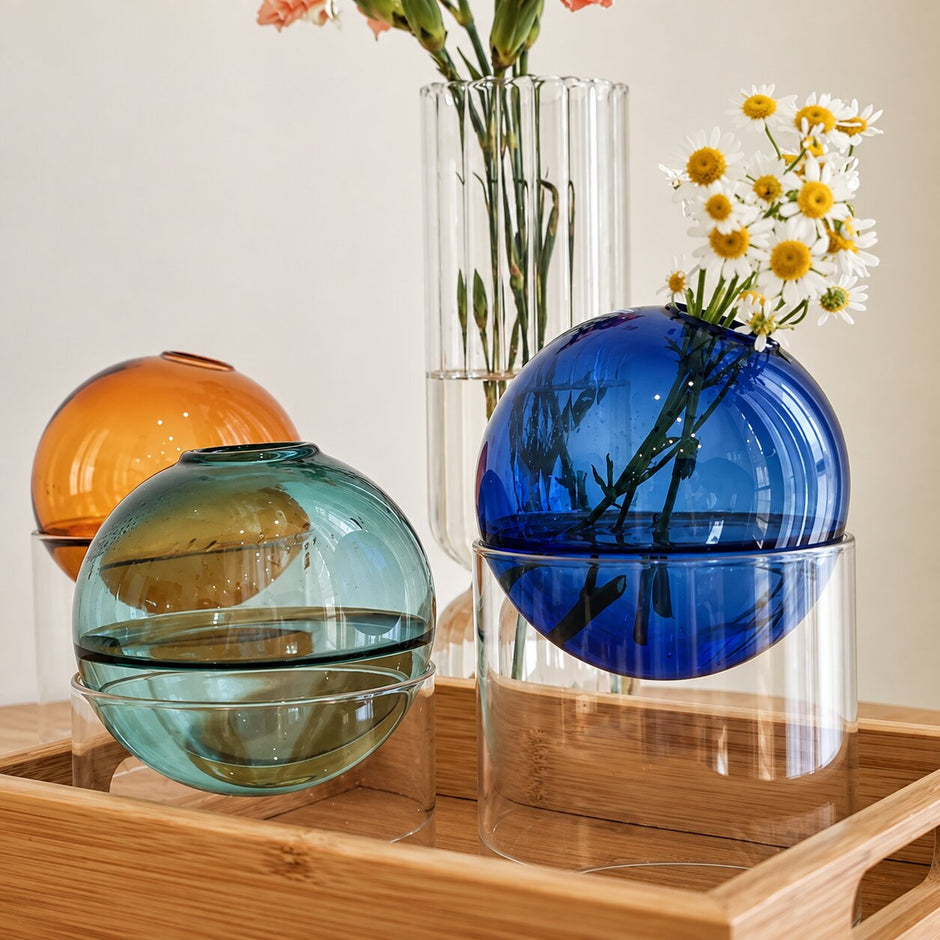 Vase Boule en Verre Borosilicate pour Fleurs